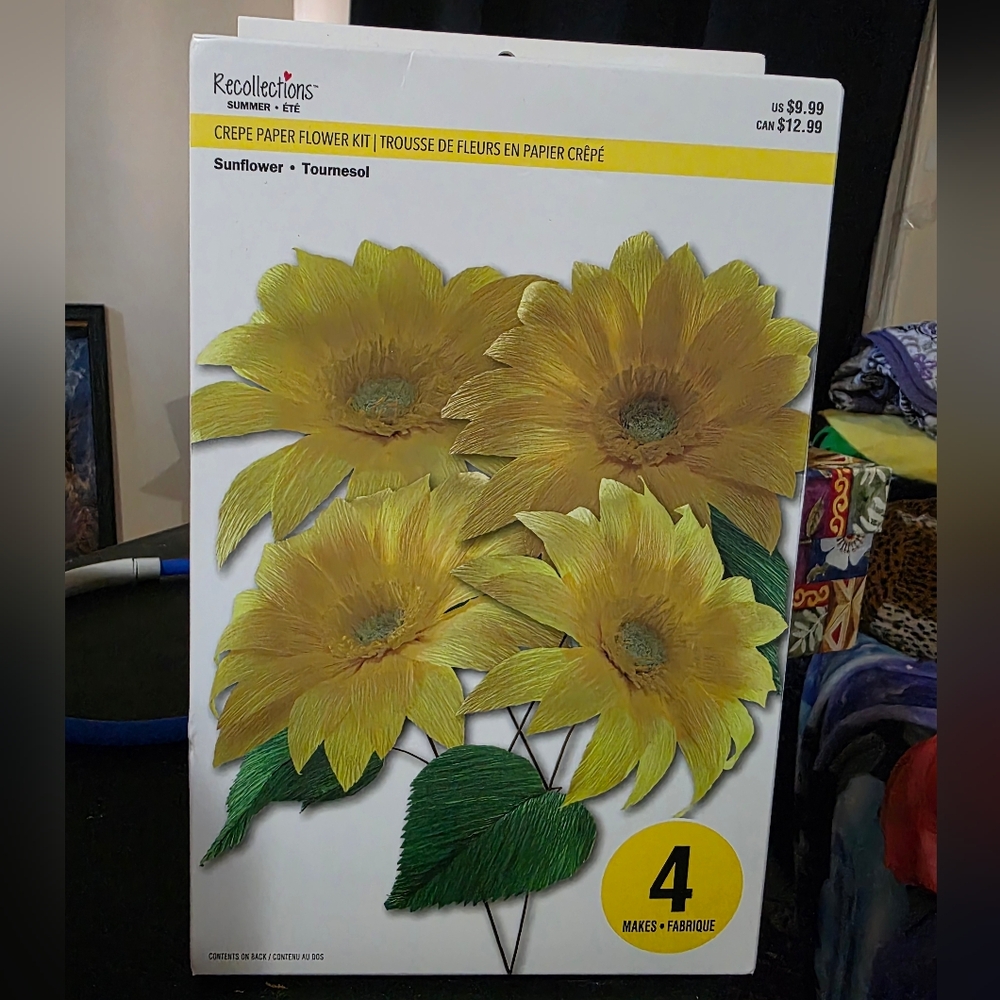 NEW Recollections Sunflower Crepe Paper Flower Kit